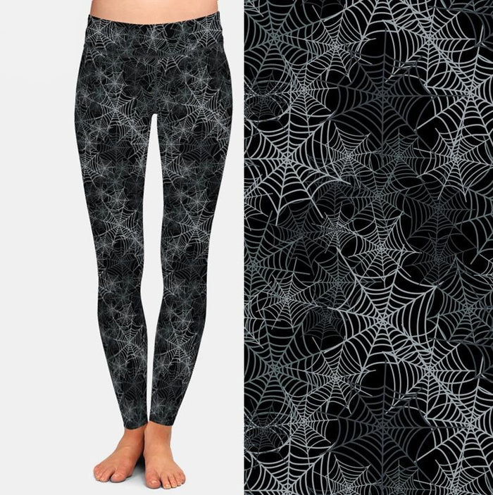 Ladies 3D Spider Webs Printed Leggings