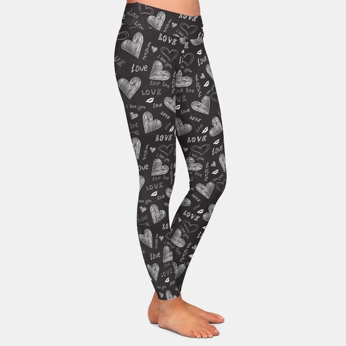 Ladies Cute LOVE & HEARTS 3D Printed Leggings
