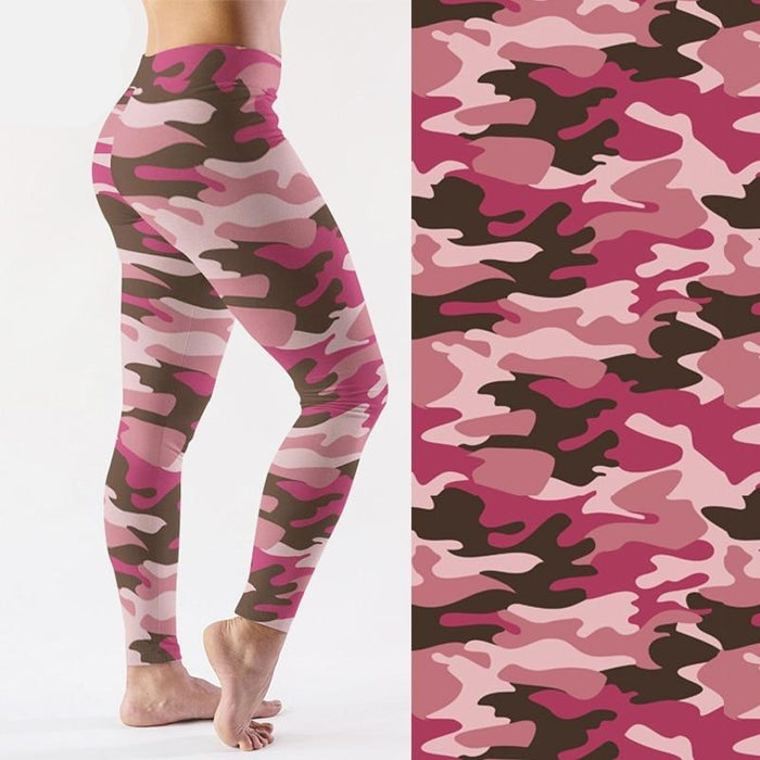 Ladies Fashion Pink Camouflage Printed Leggings