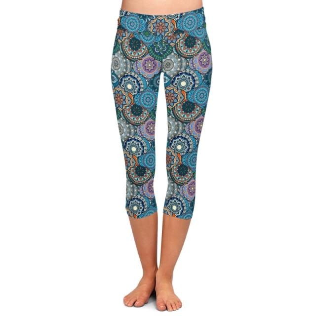 Ladies Gorgeous Assorted Mandalas & Multicoloured Printed Capri Leggings