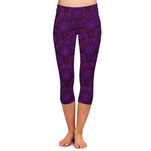 Ladies Gorgeous Assorted Mandalas & Multicoloured Printed Capri Leggings