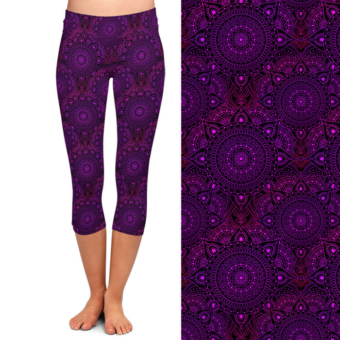 Ladies Gorgeous Assorted Mandalas & Multicoloured Printed Capri Leggings