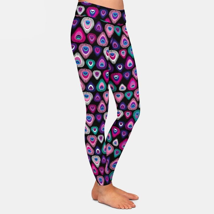 Ladies New Peacock Feather Printed Leggings