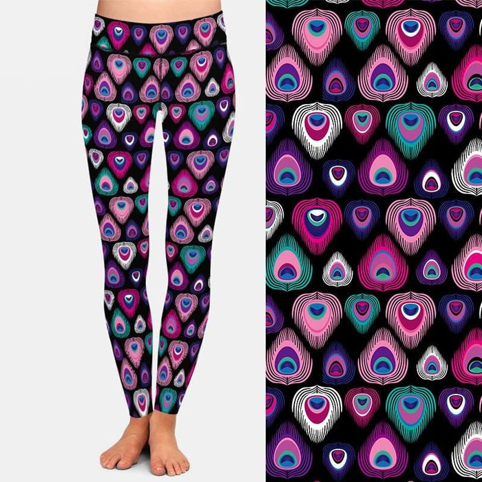 Ladies New Peacock Feather Printed Leggings