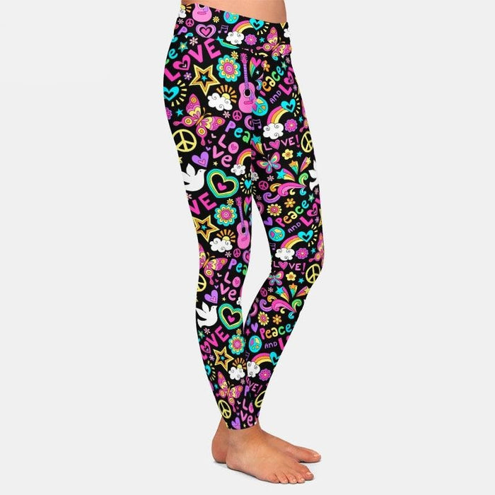 Ladies Peace, Love & Music Printed Leggings