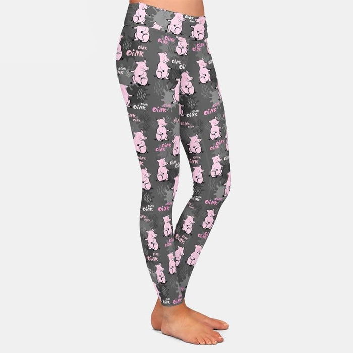 Ladies Super Soft Cute Pink Pigs Printed Leggings