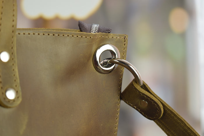 Leather Tote Bag Olive