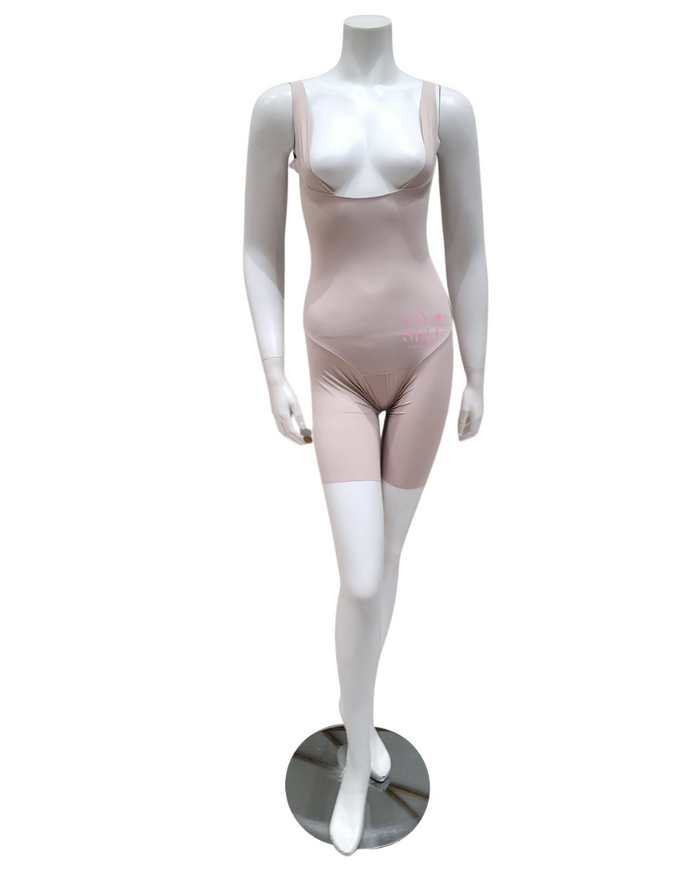 Leonisa 018483 Beige Undetectable Step In Mid Thigh Bodysuit myselflingerie.com