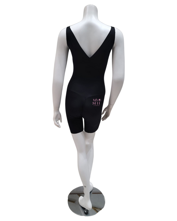 Leonisa 018483 Black Undetectable Step In Mid Thigh Bodysuit myselflingerie.com