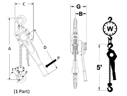 Lever Chain Hoist LA Series (10' Lift)-All Material Handling-Atlas Preservation