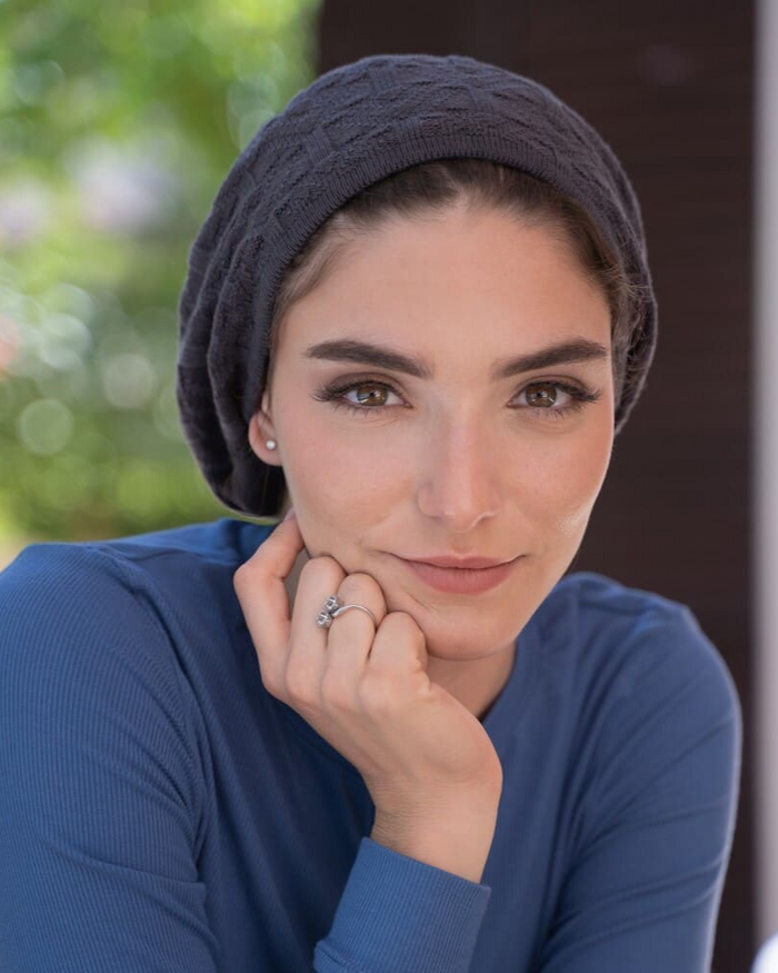 Lizi Headwear ARCL Charcoal Arrow Lined Knit Chenille myselflingerie.com