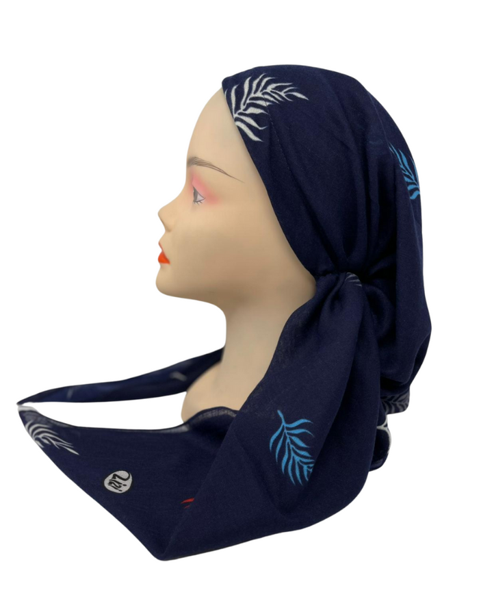 Lizi Headwear ALVNACF Navy/Colorful Leaves Pre-Tied Bandanna with Full Grip mysellfingerie.com