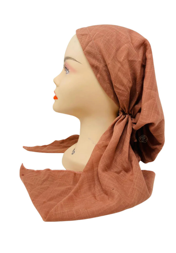 Lizi Headwear IBC-BX-2515 Peach Solid Adjustable Pre-Tied Bandanna with Velvet Grip Myselflingerie.com