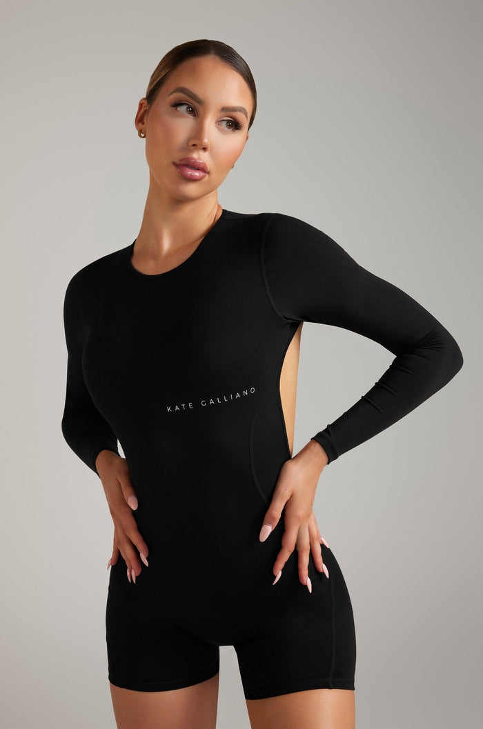 Long Sleeve Backless Romper - BlackKG12 - BLA - XS/SKATE GALLIANO