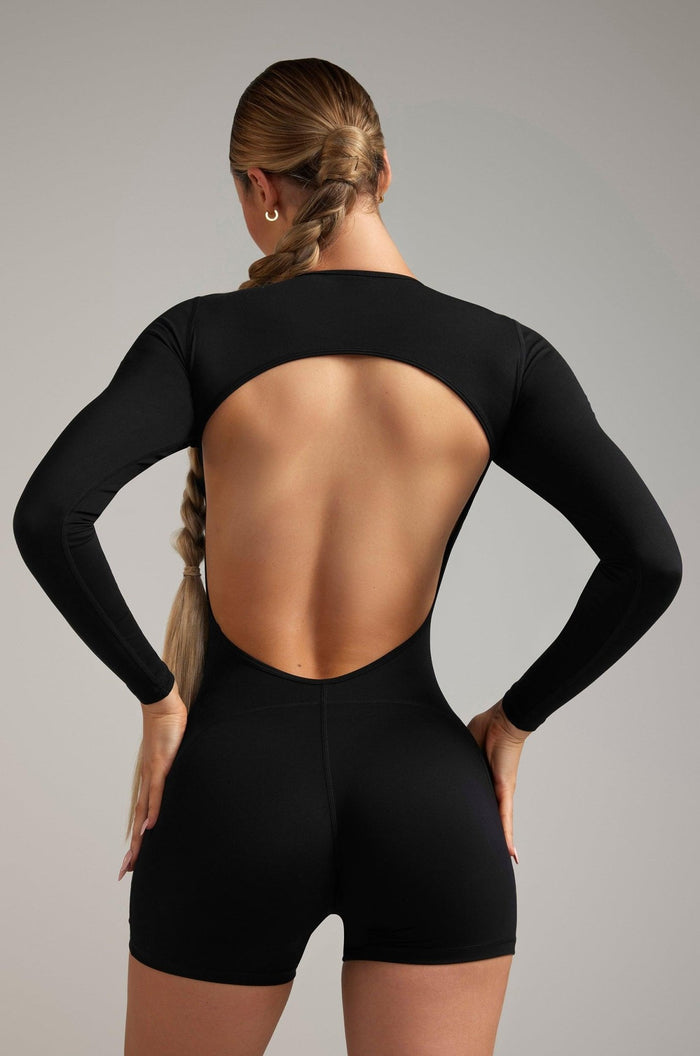 Long Sleeve Backless Romper - BlackKG12 - BLA - M/LKATE GALLIANO