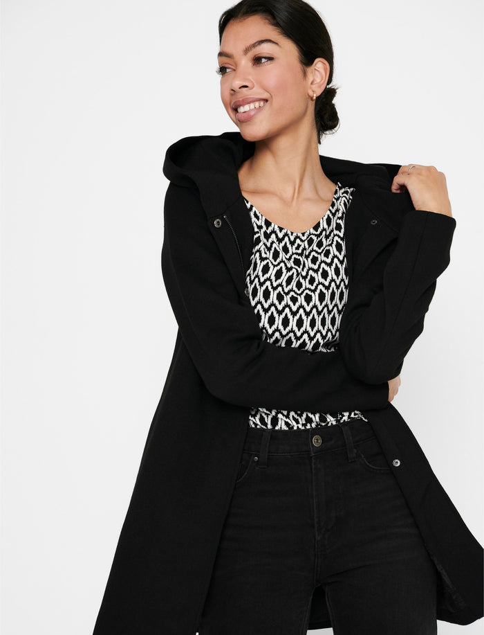 Manteau long à capuchon