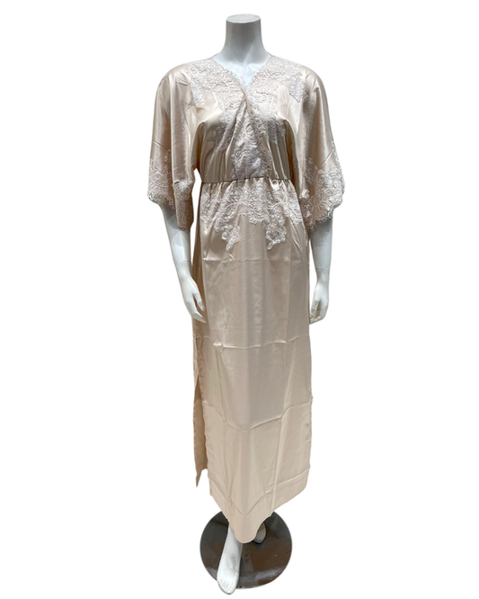 Mari M. 36218 Cream Classic Poly Silk Kaftan Gown Myselflingerie.com