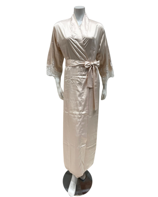 Mari M. 36217 Cream Classic Poly Silk Robe Myselflingerie.com