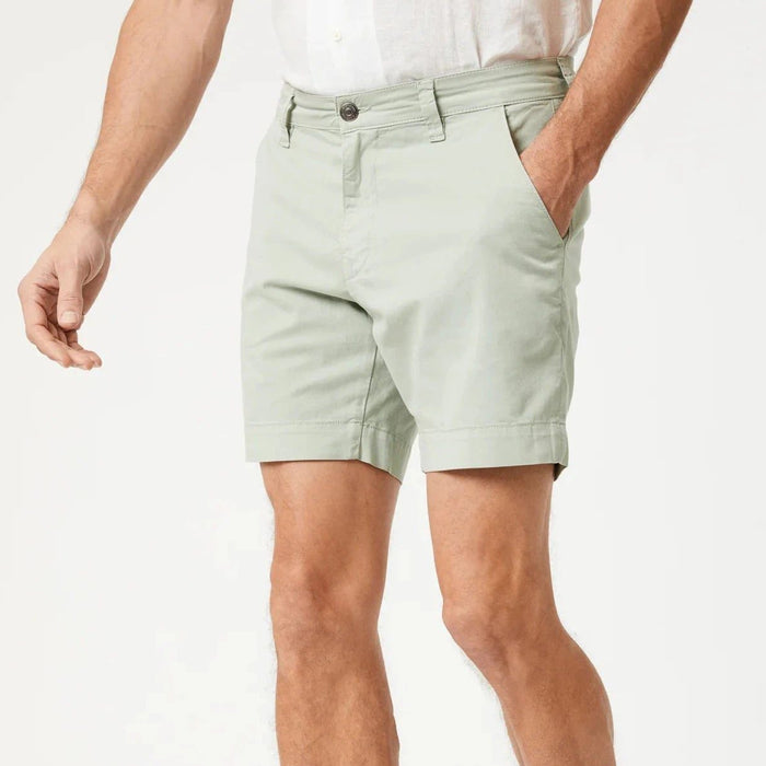 Sage green Mavi Nate tailored stretch twill chino shorts with a 7-inch inseam and flat-front design.