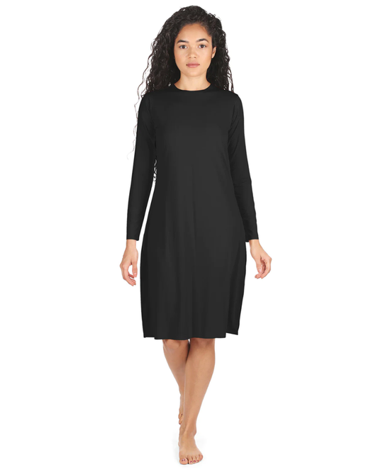 Me Moi CSP503-42 Black Bonded Long Sleeve Shell Dress 42" myselflingerie.com