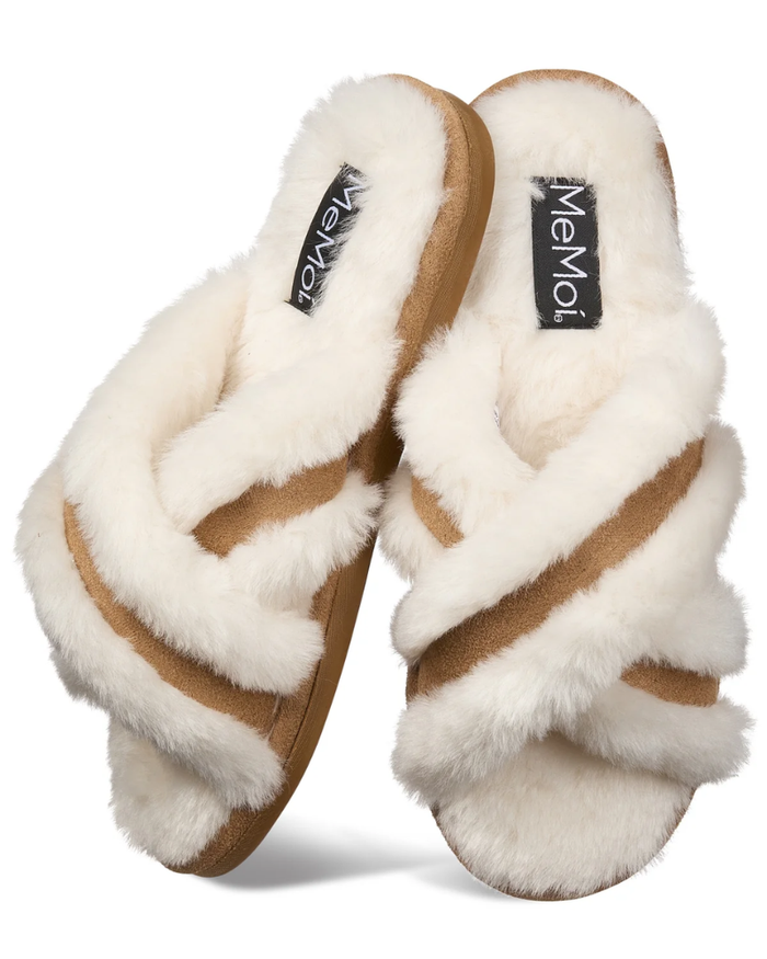 Me Moi Ivory Serina Plush Slippers Myselflingerie.com
