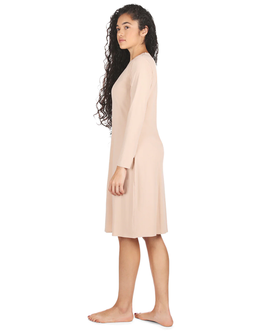 Me Moi CSP503-38 Nude Bonded Long Sleeve Shell Dress 38" myselflingerie.com