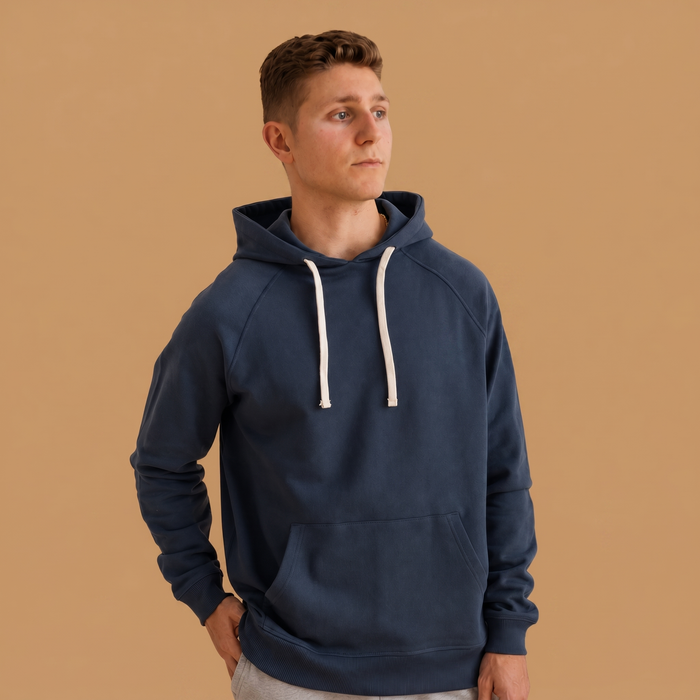 Men's Organic Cotton Midweight Raglan Hoodie - Midnight Navy
