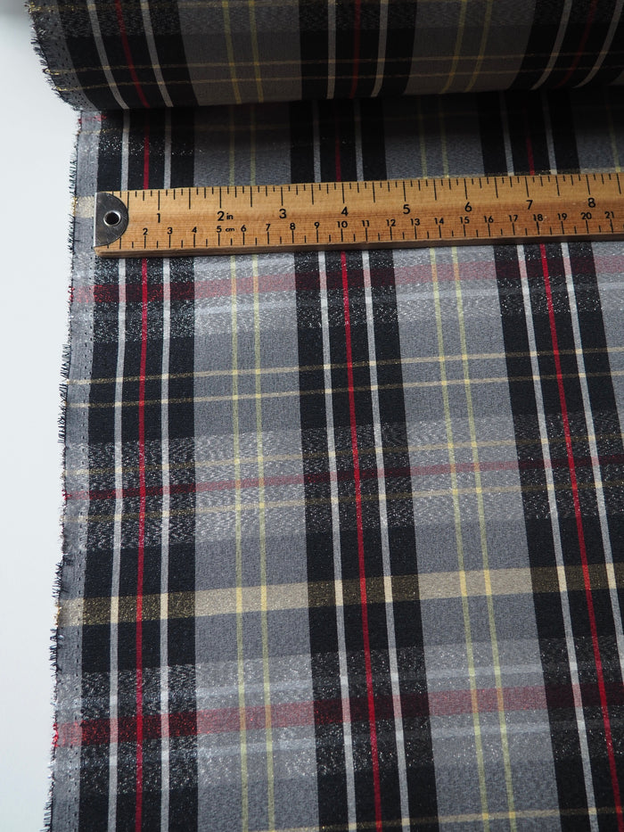 Metallic Black Check Taffeta