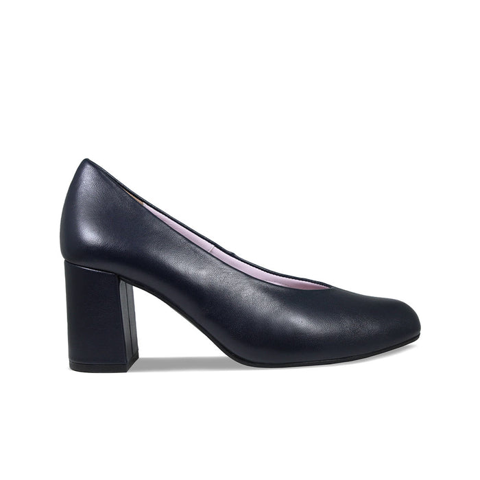 Mia: Navy Leather Shoes Sole Bliss