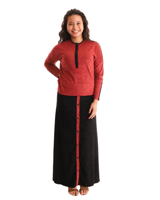 Mode Everyday SK4035-23 Black Terry Maxi Skirt myselflingerie.com