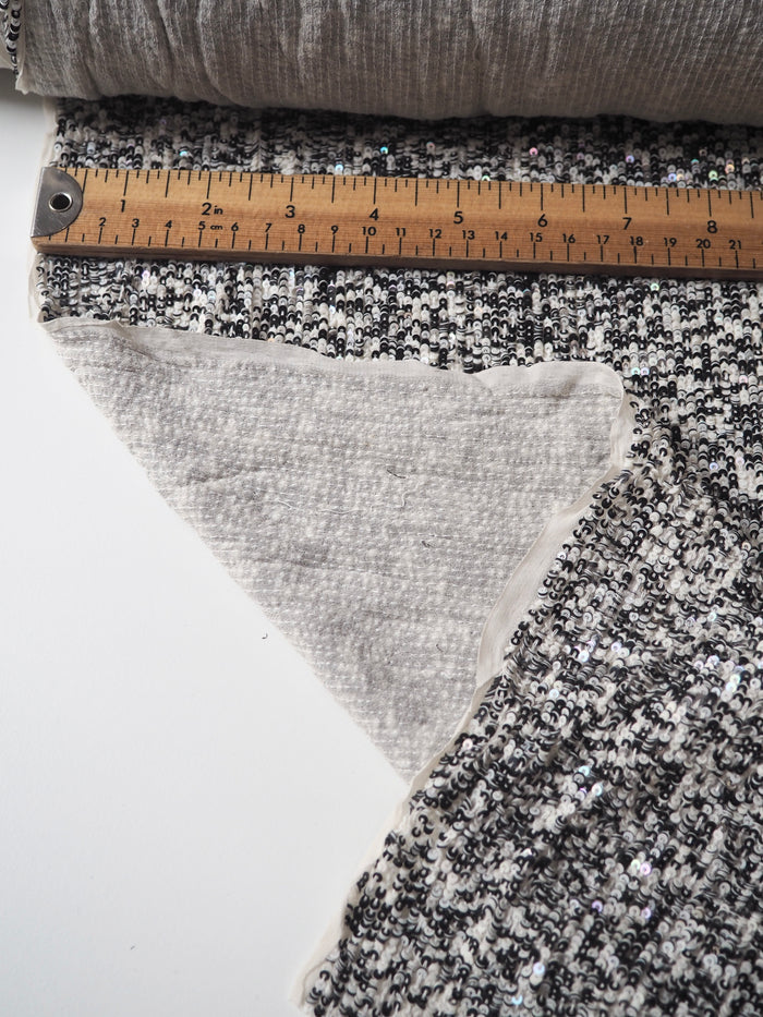 Monochrome Iridescent Beaded Silk Chiffon