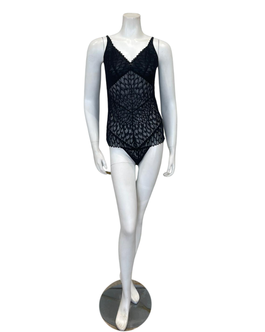 Montelle 9307 Black Lacy Bodysuit Myselflingerie.com