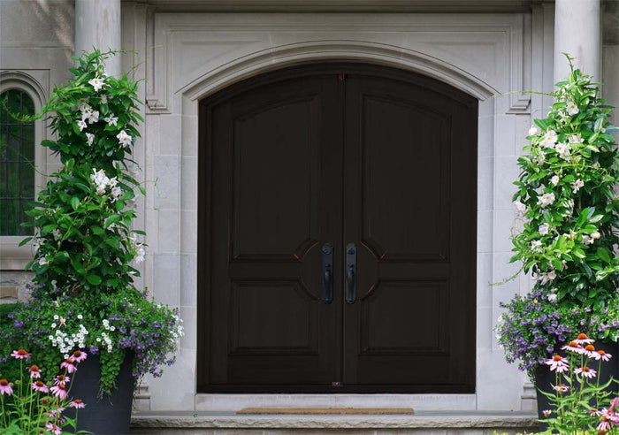 Retique It Multi-purpose Smooth Finish Kit in classic black for exterior wood doors, featuring matte top coat and application tools.