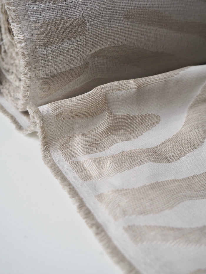 Natural Cotton/Linen Zebra Cloqué