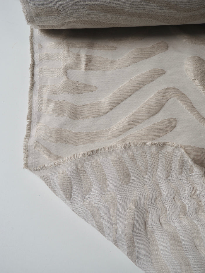 Natural Cotton/Linen Zebra Cloqué