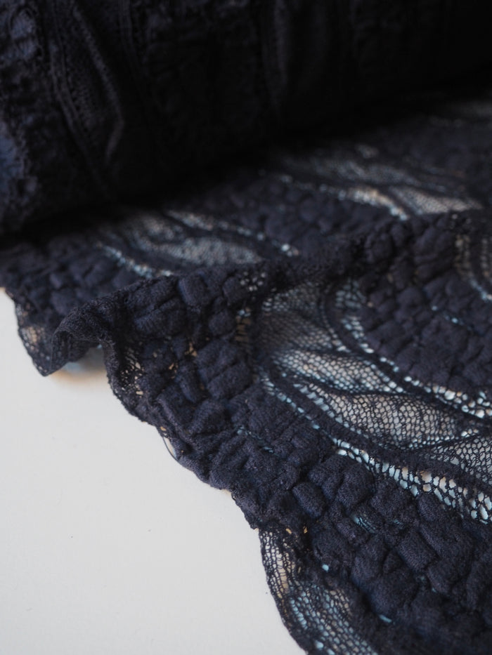 Navy Stretch Wave Lace