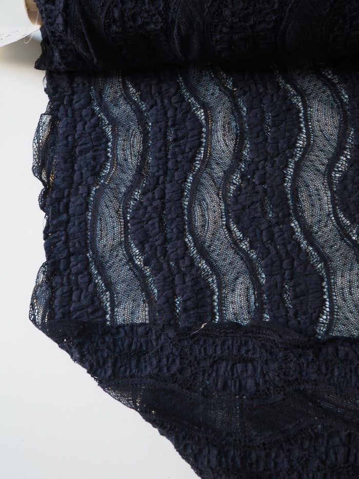 Navy Stretch Wave Lace