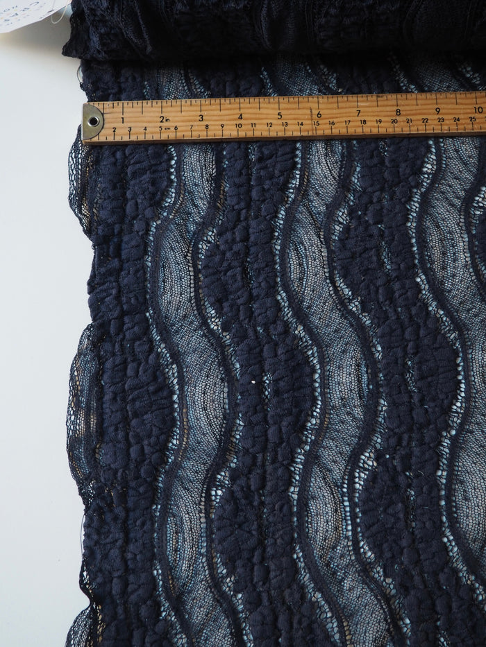 Navy Stretch Wave Lace