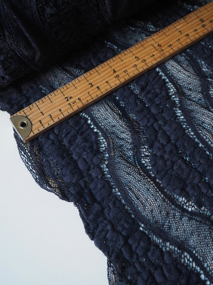 Navy Stretch Wave Lace