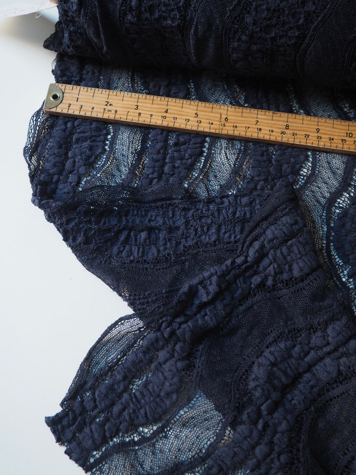 Navy Stretch Wave Lace