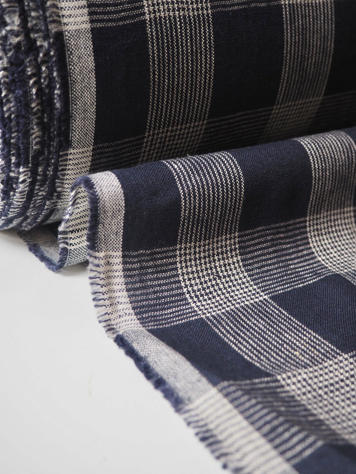 Navy + White Check Linen
