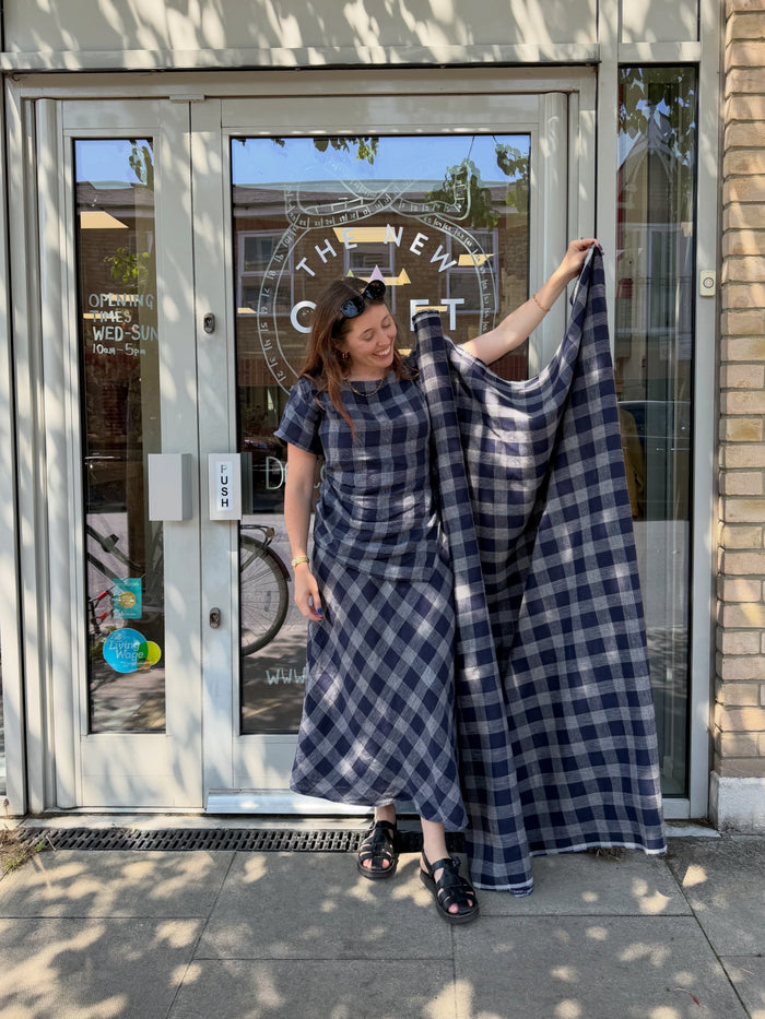 Navy + White Check Linen