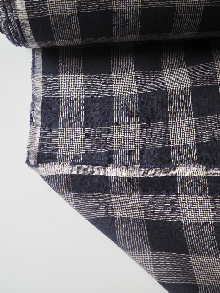 Navy + White Check Linen