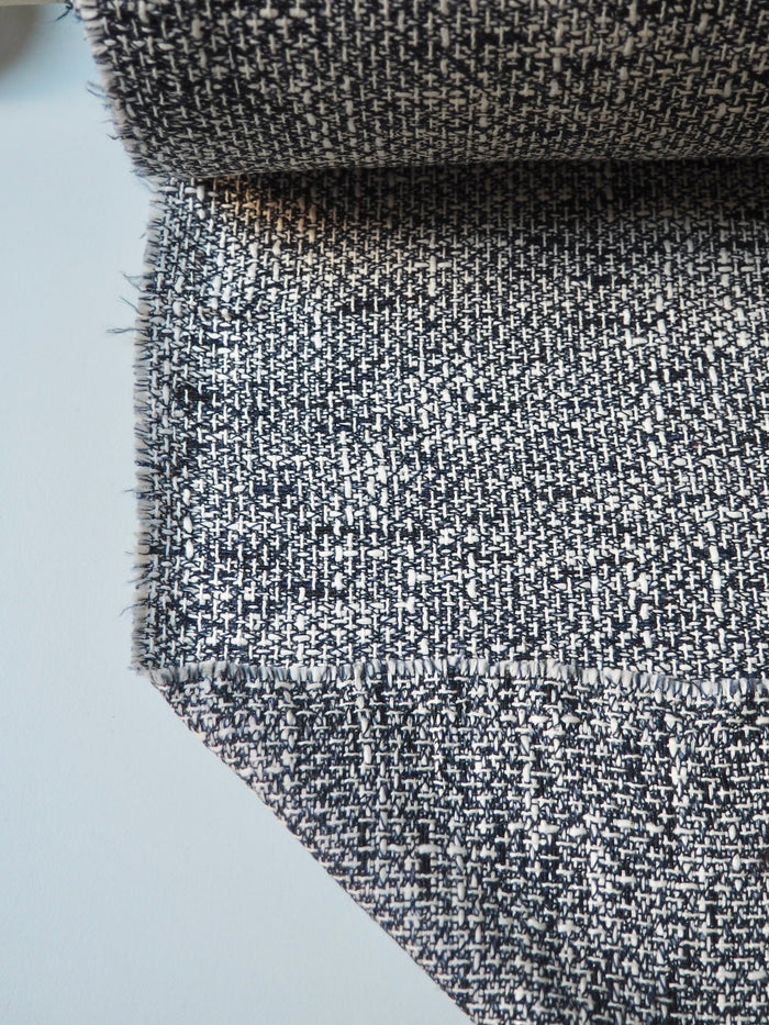 Navy + White Cotton Blend Tweed