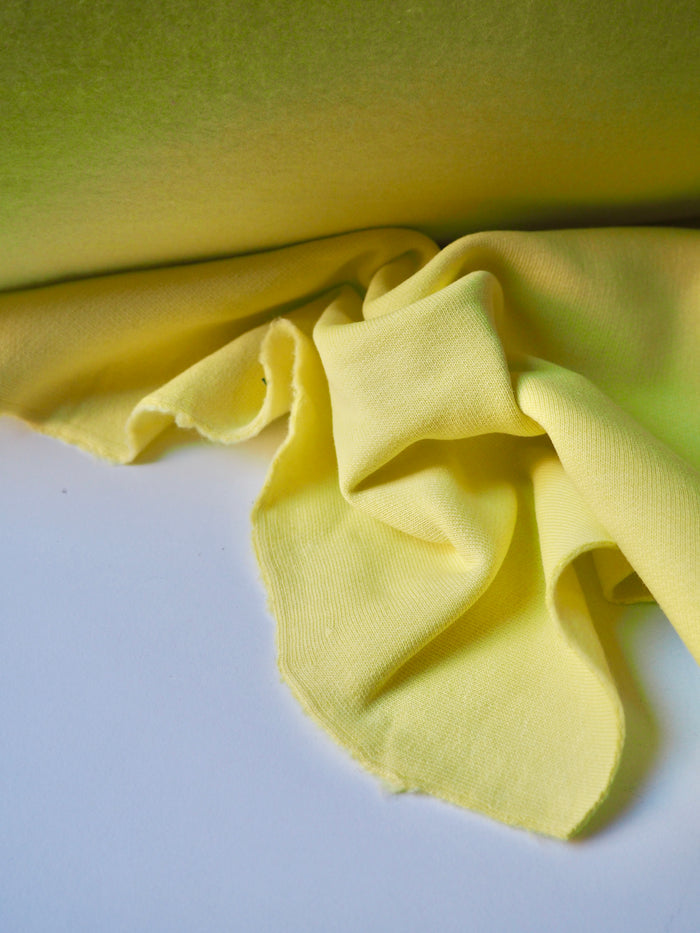 Neon Yellow Cotton Fleece Backed Jersey