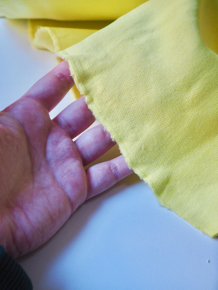 Neon Yellow Cotton Fleece Backed Jersey