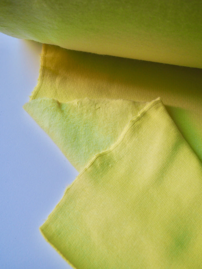 Neon Yellow Cotton Fleece Backed Jersey