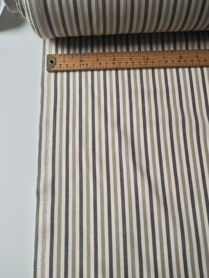 Neutral Stripe Oxford Cotton Blend