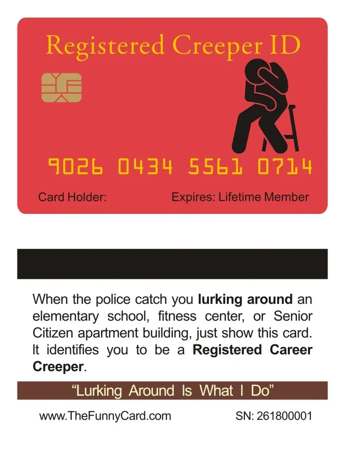 Official Registered Creeper Card: 8 PACK, Free Shipping