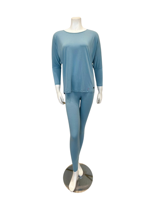 Oh! Zuza 3049-R Aqua Round Neck Modal Pajamas Set myselflingerie.com